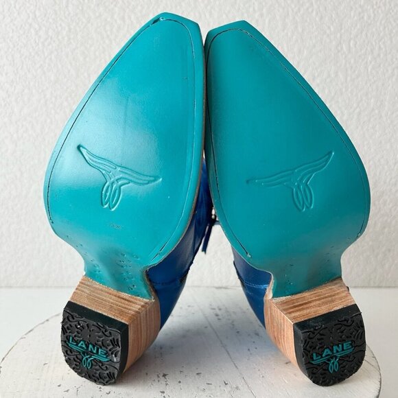 NEW Lane SMOKESHOW Womens Cowboy Bootie 8 Blue Western Cowgirl Short Ankle Boots - Picture 8 of 10